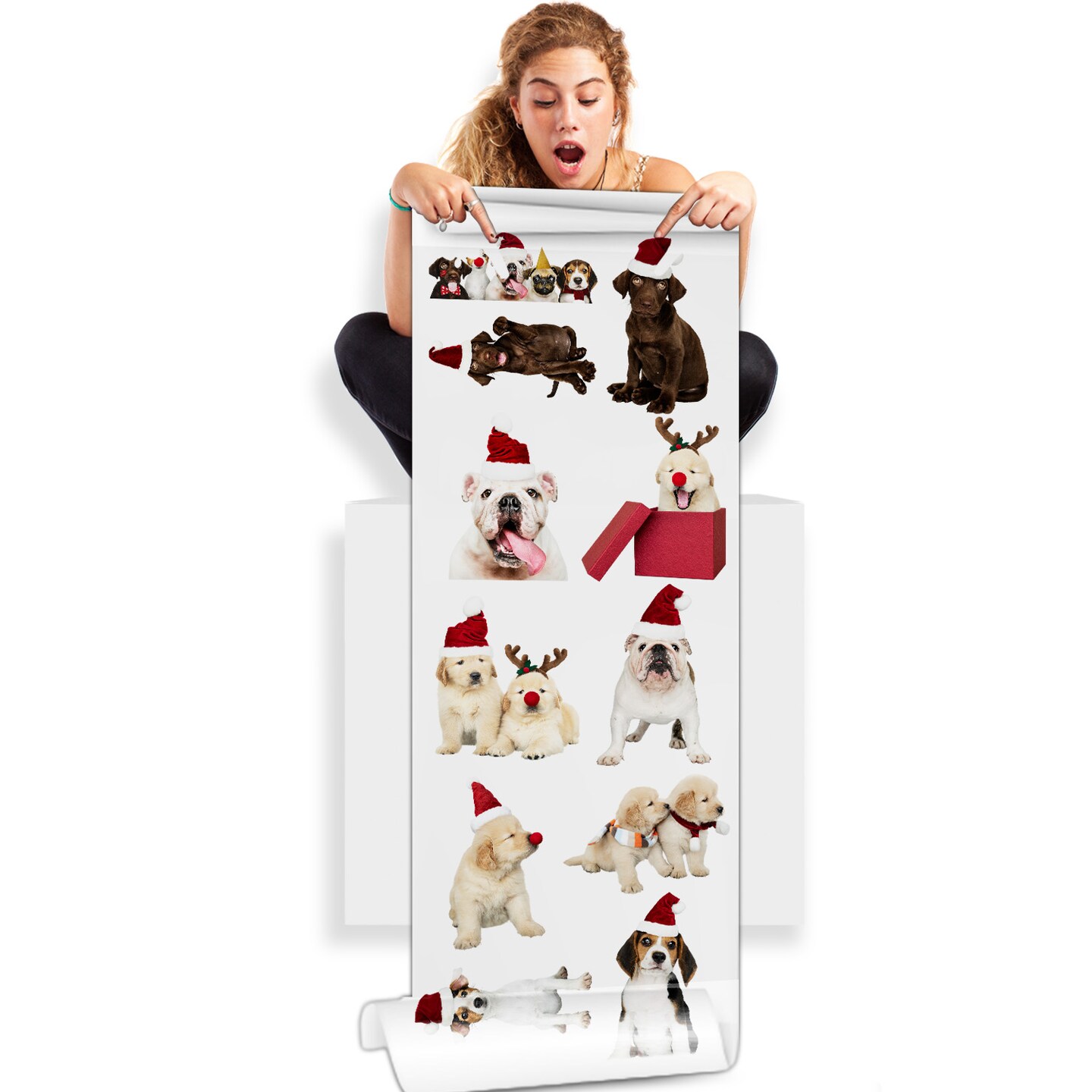Canine Christmas Chic: DTF Gang Sheets - 22x60, Featuring Dogs with Santa Hats