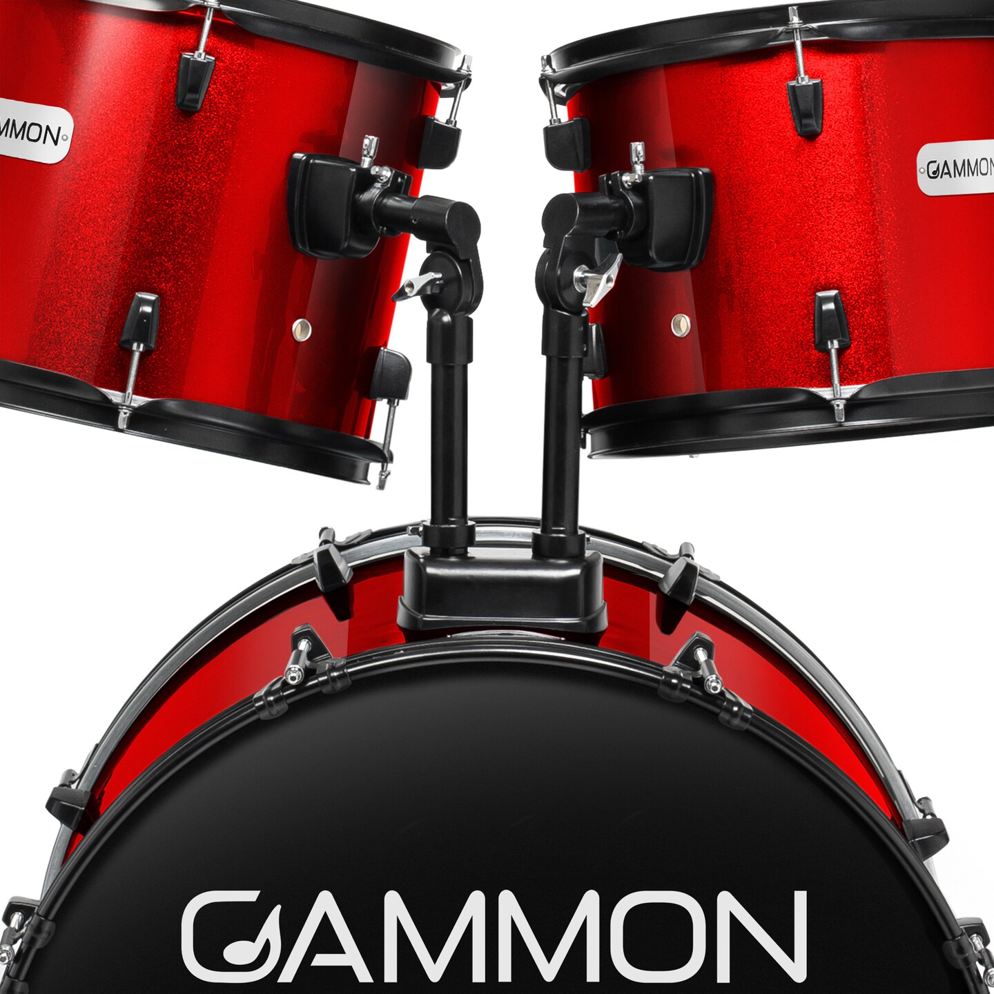 Gammon Percussion Full Size Complete Adult 5-Piece Drum Set with Cymbals, Stands, Stool, and Sticks