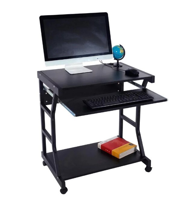 Mobile and compact complete office computer workstation desk in black