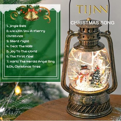 Snowball Lights Water Sparkling Snowman Christmas Tree Scene, Creative Retro Music Lanterns, Battery and USB-Powered Home Decorations, Children&#x27;s Christmas Decorations