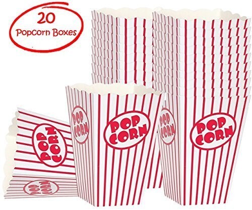 Kedudes Movie Night Popcorn Boxes for Party (20 pack) - Paper Popcorn Buckets -, Movie Theme Party Decorations, Movie Party Favors, Container, Carnival &#x26; Movie Night Supplies, Movie Party Decorations