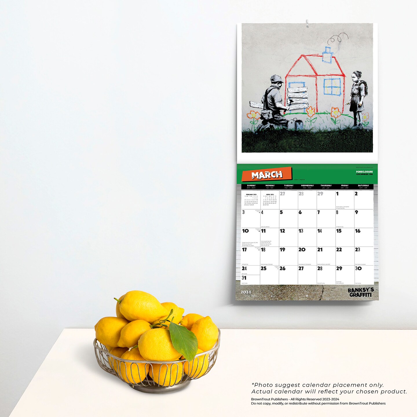 Banksy's Graffiti | 2024 12 x 24 Inch Monthly Square Wall Calendar |  BrownTrout | Drawings Street Art Design | Michaels