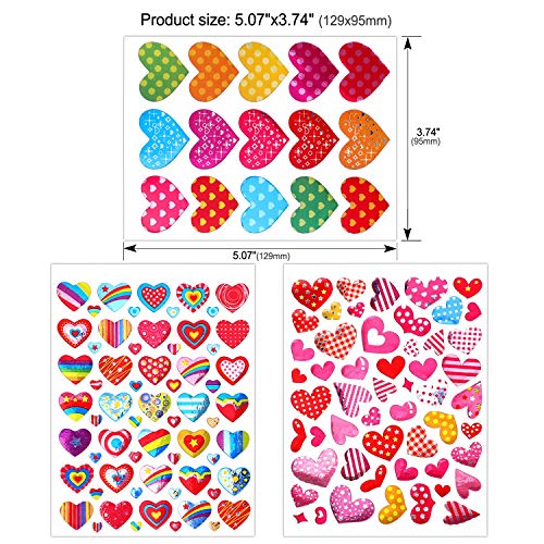 60 Sheets Valentine Heart Stickers Love Decorative Sticker for Kids Envelopes Cards Craft Scrapbooking for Great Party Favors Gift Prize Class Rewards Award Praise (3000+ Colorful Heart)