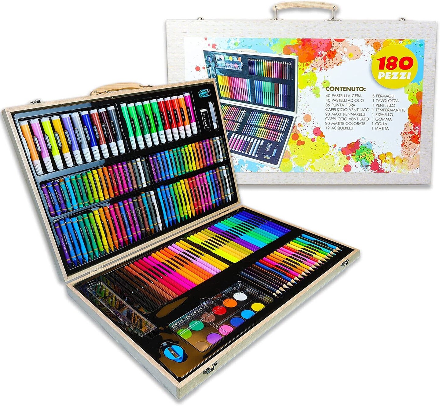 180-Piece Wooden Box Color Pencil Set for Kids' Drawing Art Kit