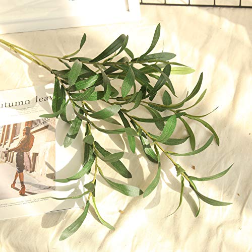 NOLAST 4pcs Faux Greenery Branches Stems Fake Olive Branches Artificial Plants for Vase Home Party Decoration (Green)