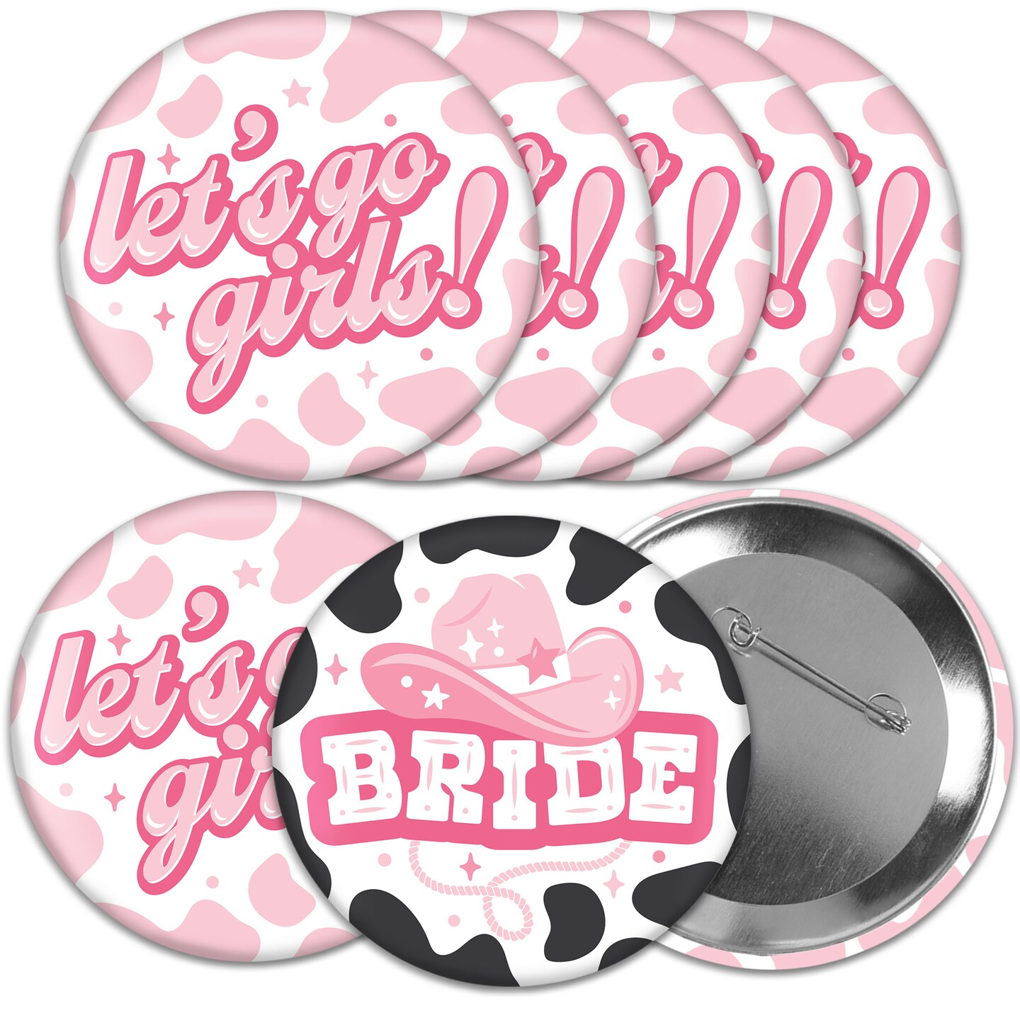 Big Dot of Happiness Last Rodeo - 3 inch Pink Cowgirl Bachelorette Party Badge - Pinback Buttons - Set of 8