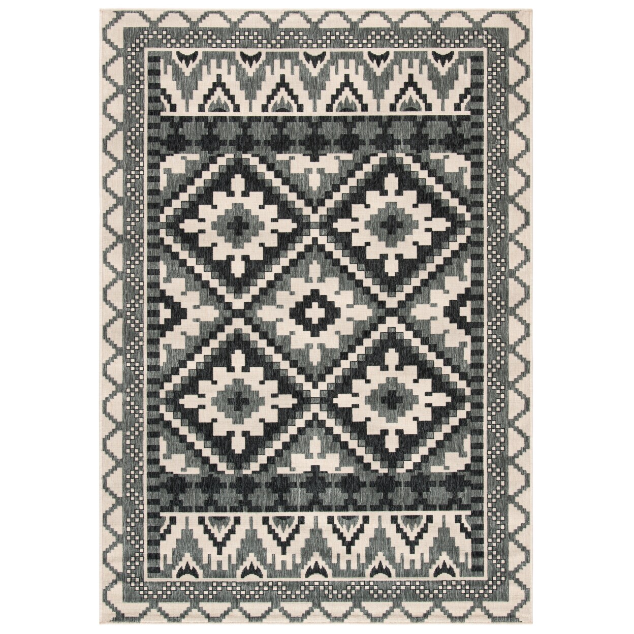 Safavieh Outdoor Ver096-3413 Veranda Beige / Grey Rug Traditional High Traffic