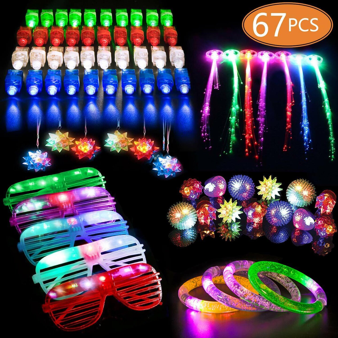 Glow in the Dark LED Party Toys 67 pcs