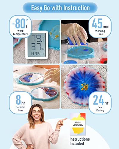 Nicpro 8 Ounce Crystal Clear Epoxy Resin Kit, Food Safe DIY Starter Art Resin for Craft, Canvas Painting, Molds Pigment Jewelry Making, Resin Coating and Casting