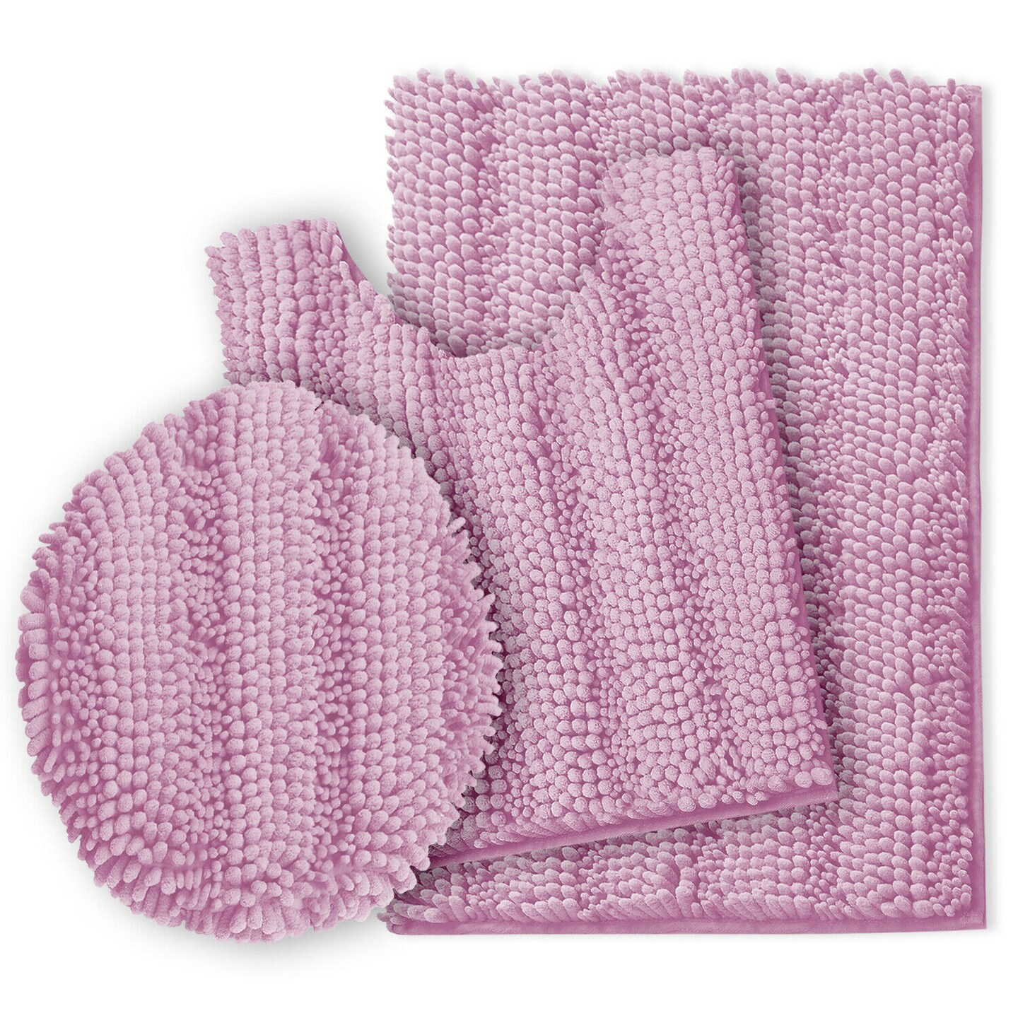 Chenille 3 PC Bath Mat Set Extra Soft and Absorbent Small Medium and  Contour Rug