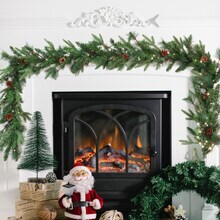 Artificial Pre-Lit Rosemary Garland with Brown Pine Cones | 9-Foot | Battery-Operated | Christmas Garland | Home &#x26; Office Decor, Floral Home by Artificial Flowers