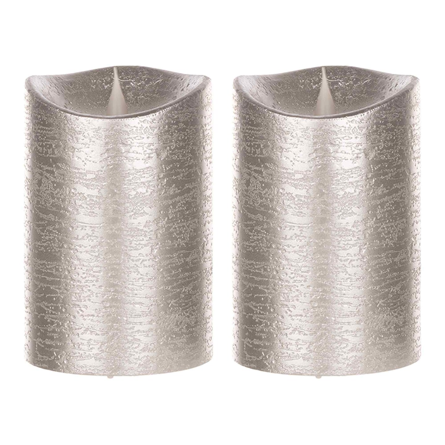 Melrose Flameless LED Pillar Candles with Remote 5.25" Silver Michaels