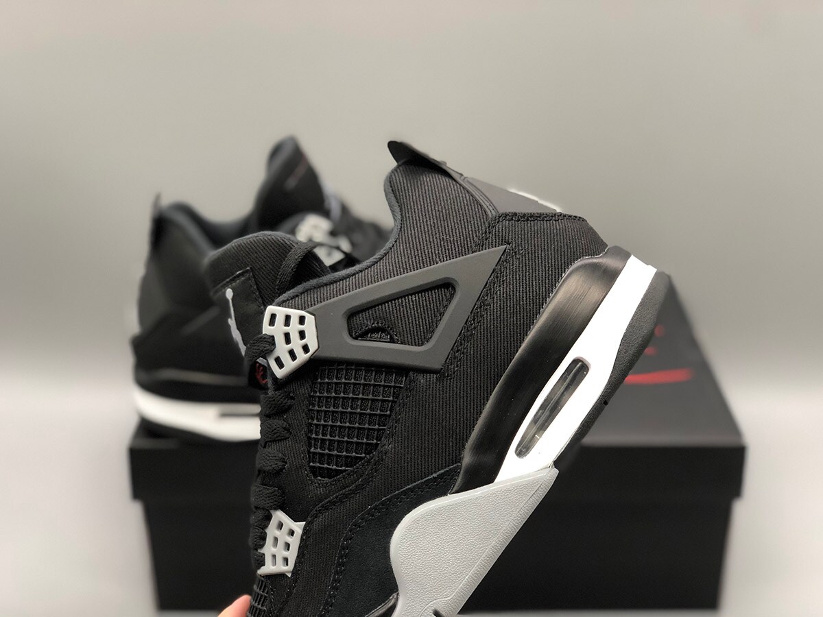 Air Jordan 4 Black Canvas Shoes, Sneaker for men, Sneaker for women - image8