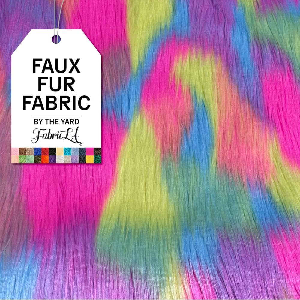 FabricLA | Shaggy Faux Fur | Fabric by The Yard | 108" X 60" Inch Wide | Craft Furry Fabric | Sewing, Apparel, Rugs, Pillows & More | Faux Fluffy Fabric | Pastel Patch, 3 Yard