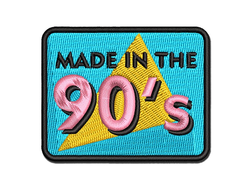Made in the 90s Retro Vintage 1990 Multi-Color Embroidered Iron-On or Hook &#x26; Loop Patch Applique