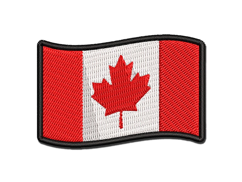 Canada with Waving Flag Cute Multi-Color Embroidered Iron-On or Hook &#x26; Loop Patch Applique