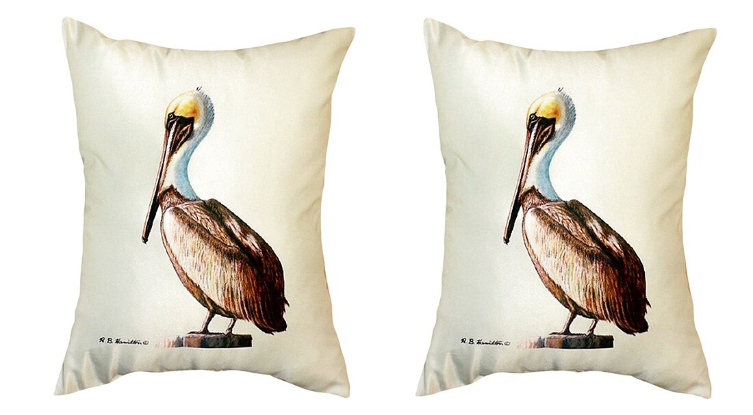 Pair of Betsy Drake Pelican No Cord Pillows 15 Inch X 22 Inch