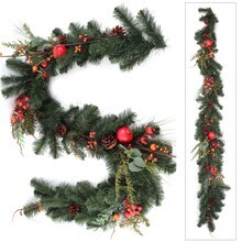 Set of 2: 6ft Traditional Pine Garland with Realistic Fruits, Twigs, &#x26; Pine Cones, Festive Accents, Christmas Garlands, Table &#x26; Mantel, Parties &#x26; Events, Home &#x26; Office Decor, Floral Home by Artificial Flowers