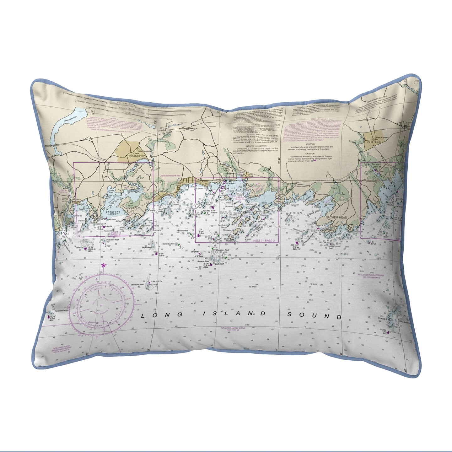 Betsy Drake Long Island Sound, NY Nautical Map Extra Large Zippered ...