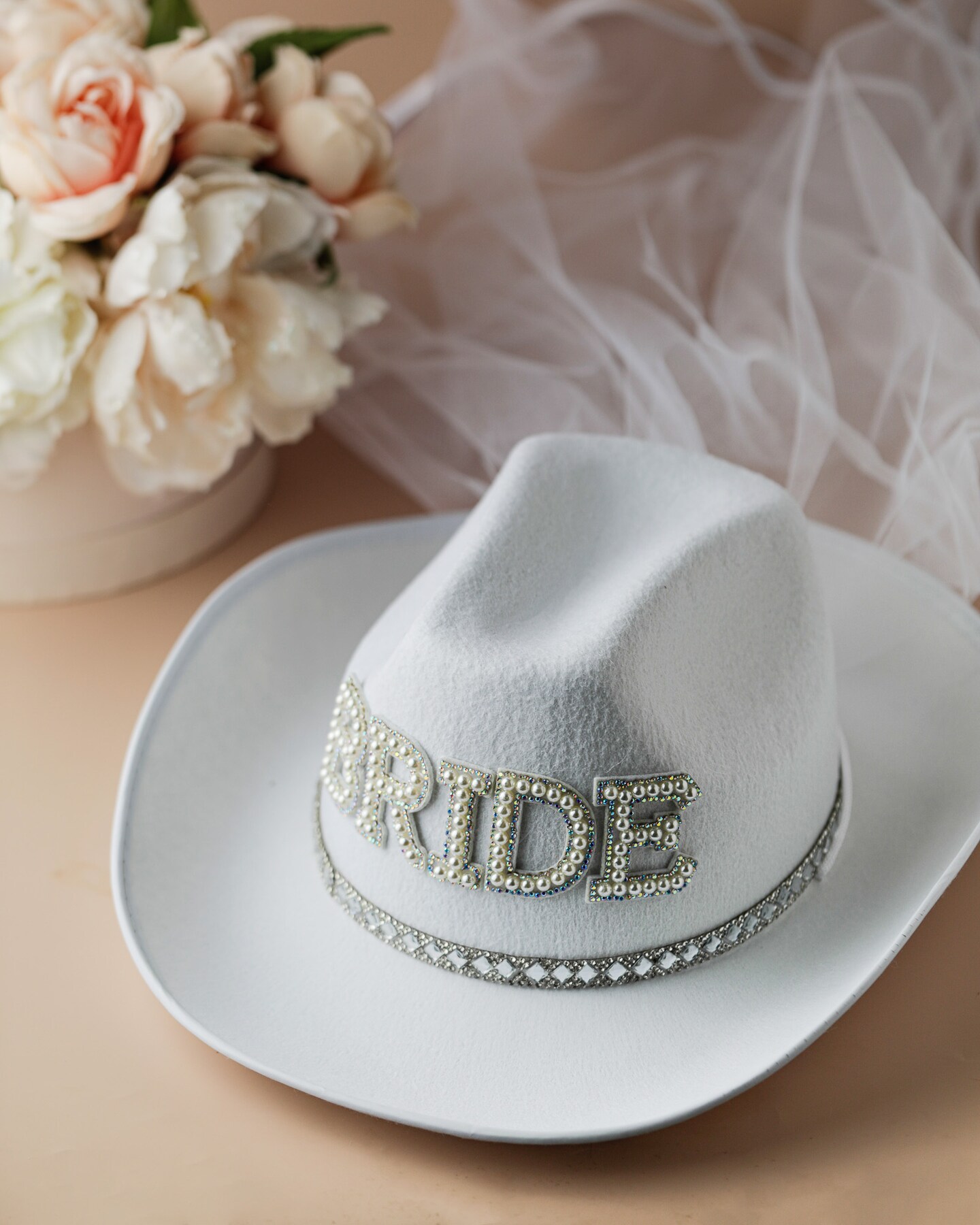 Cowboy Bride Wedding Hat with veil bride hat bachelorette party hat ...