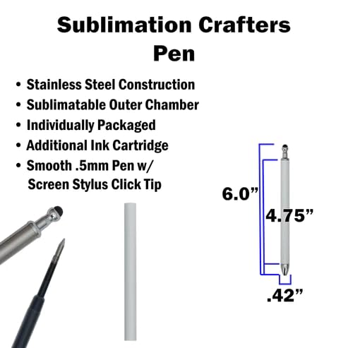 Makerflo 12 Pieces Craftable Sublimation Pens and Blanks | Black Ink Gel Pens for Crafting Projects - Sublimation, Epoxy, UV DTF, Vinyl, and Laser Engraving