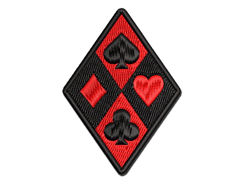 Harlequin Suits Diamonds Hearts Spades Clubs Multi-Color Embroidered Iron-On or Hook &#x26; Loop Patch Applique