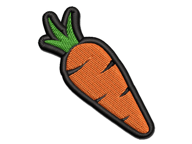 Carrot Vegetable Multi-Color Embroidered Iron-On or Hook &#x26; Loop Patch Applique