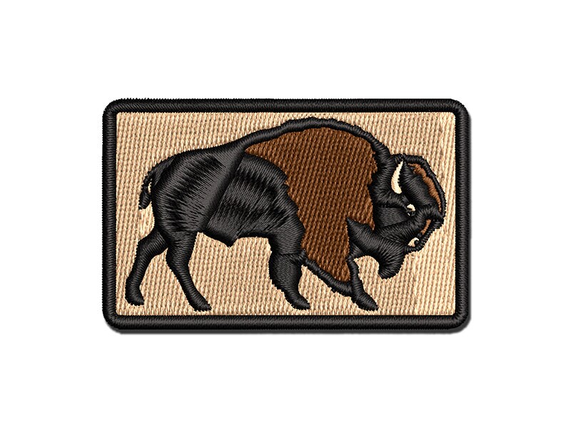 Majestic American Bison Buffalo Multi-Color Embroidered Iron-On or Hook &#x26; Loop Patch Applique