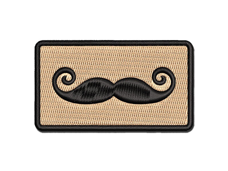 Imperial Mustache Moustache Silhouette Multi-Color Embroidered Iron-On or Hook & Loop Patch Applique