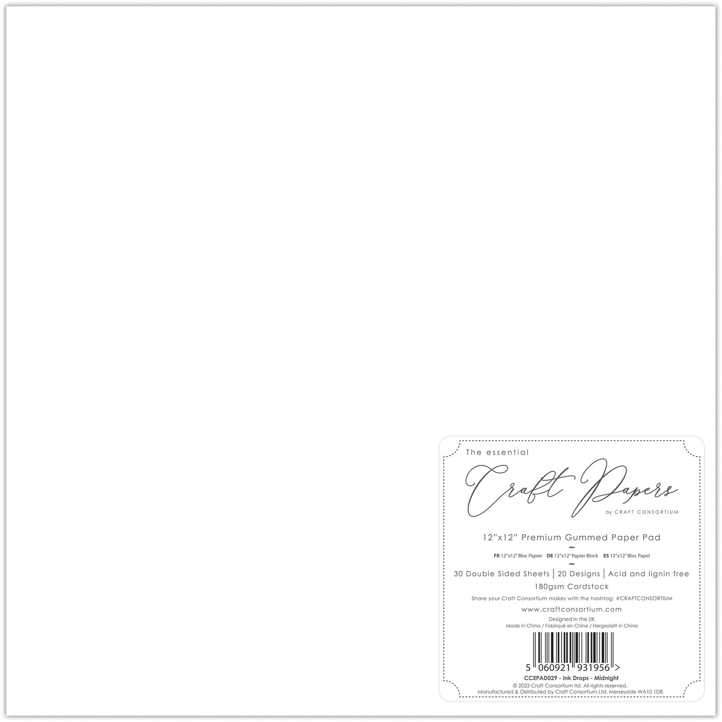 Craft Consortium Double-Sided Paper Pad 12"X12" 30/Pkg-Ink Drops - Midnight, 20 Designs