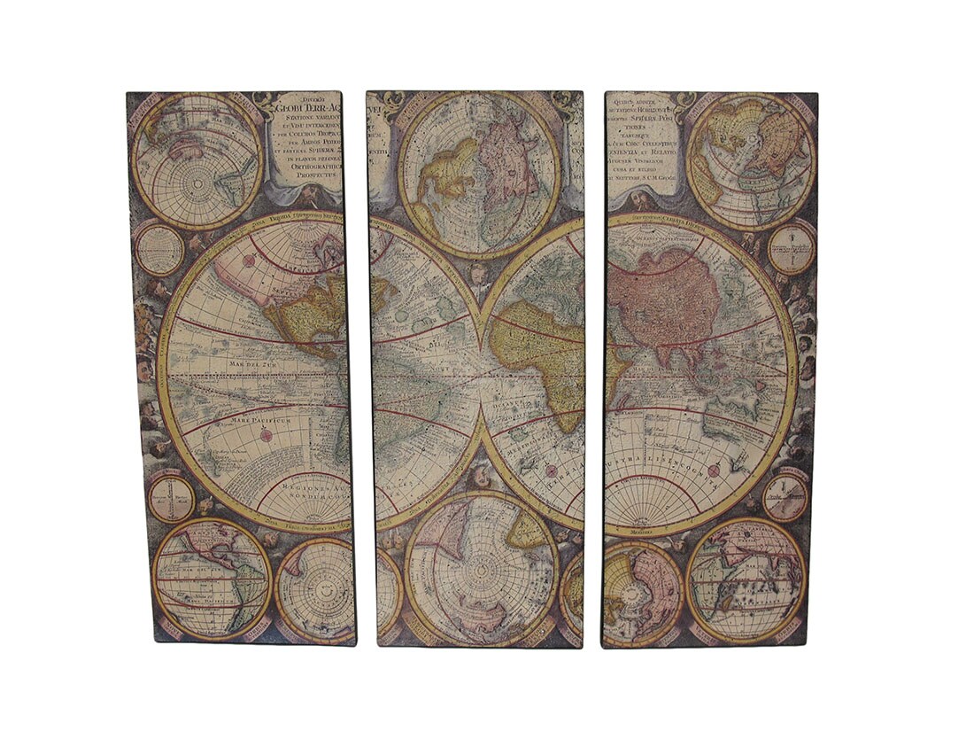 3 Piece Old World Map Canvas Prints | Michaels