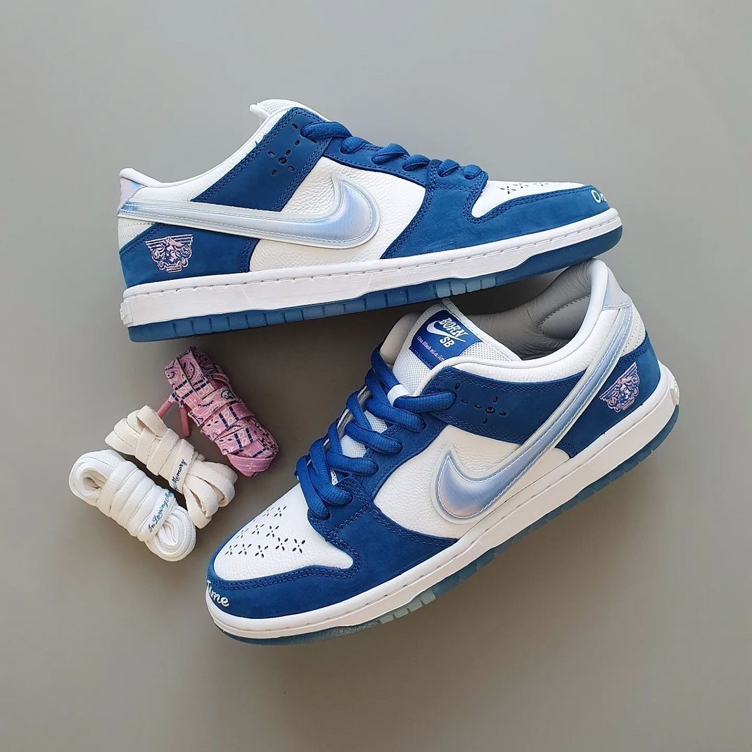 Born x Raised x SB Dunk Low White Blue Sneakers For Men And Women, Gift ...