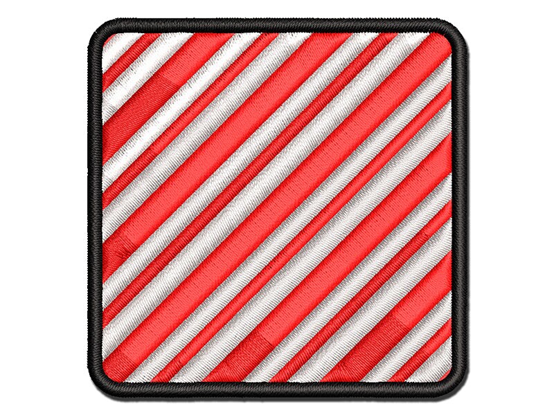 Candy Cane Diagonal Stripes Christmas Multi-Color Embroidered Iron-On or Hook &#x26; Loop Patch Applique