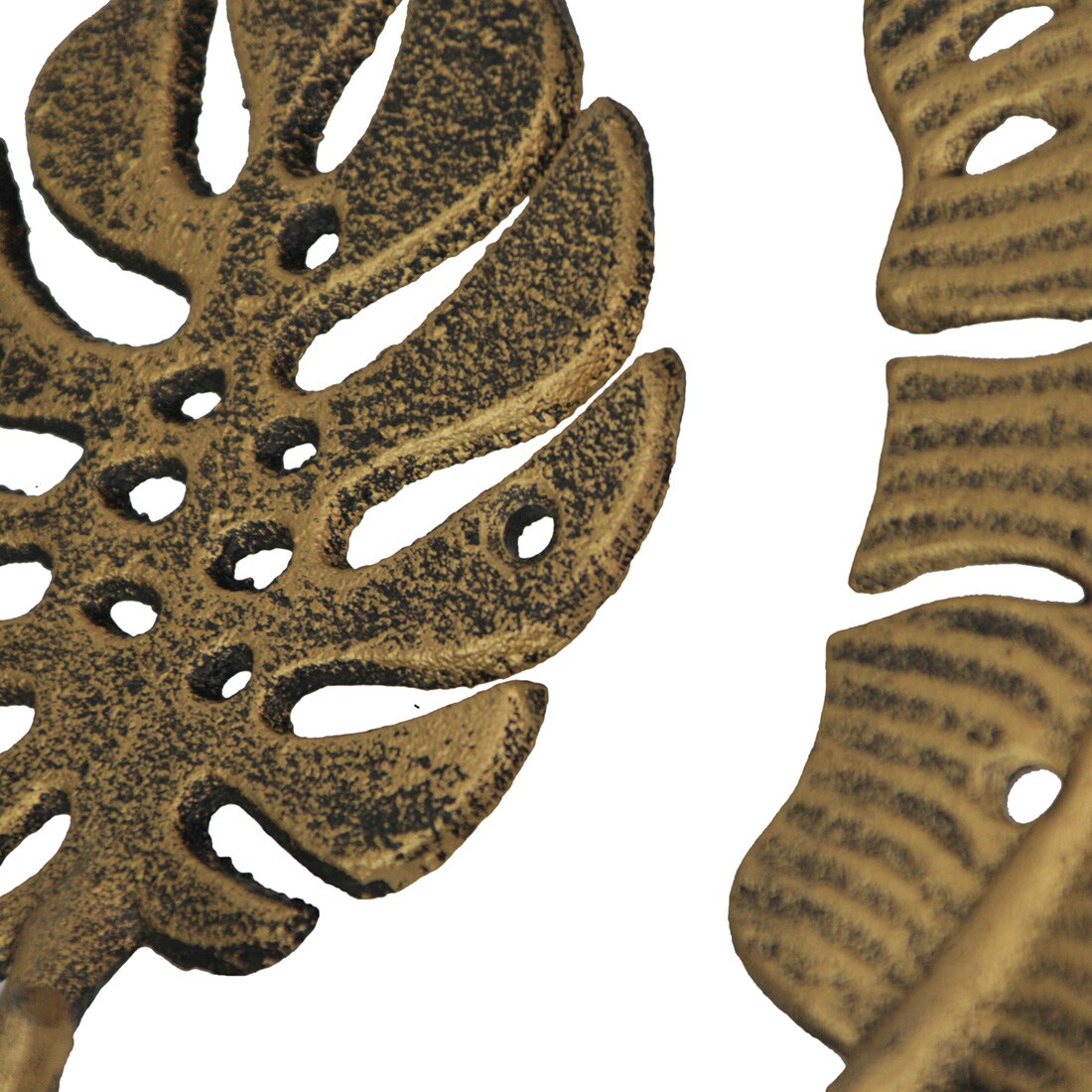 Set of 3 Cast Iron Tropical Leaf Decorative Wall Hooks