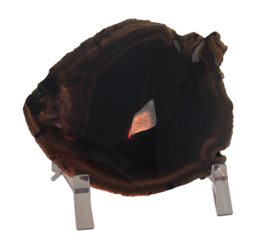 Colored Polished Brazilian Agate Slice On Stand Accent Lamp
