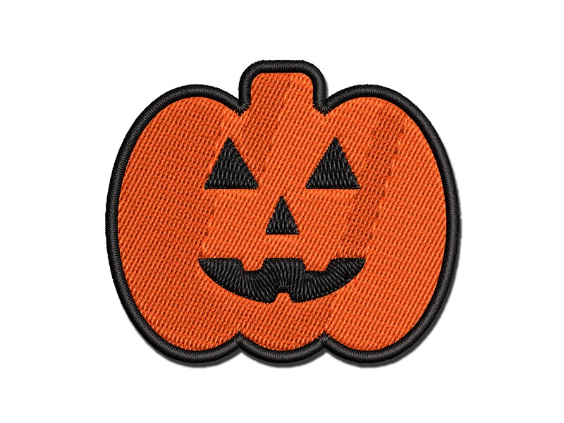 Jack O&#x27;Lantern Happy Halloween Pumpkin Multi-Color Embroidered Iron-On or Hook &#x26; Loop Patch Applique