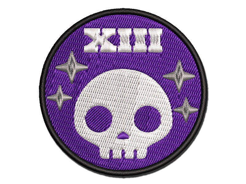 Death Tarot Card Multi-Color Embroidered Iron-On or Hook &#x26; Loop Patch Applique