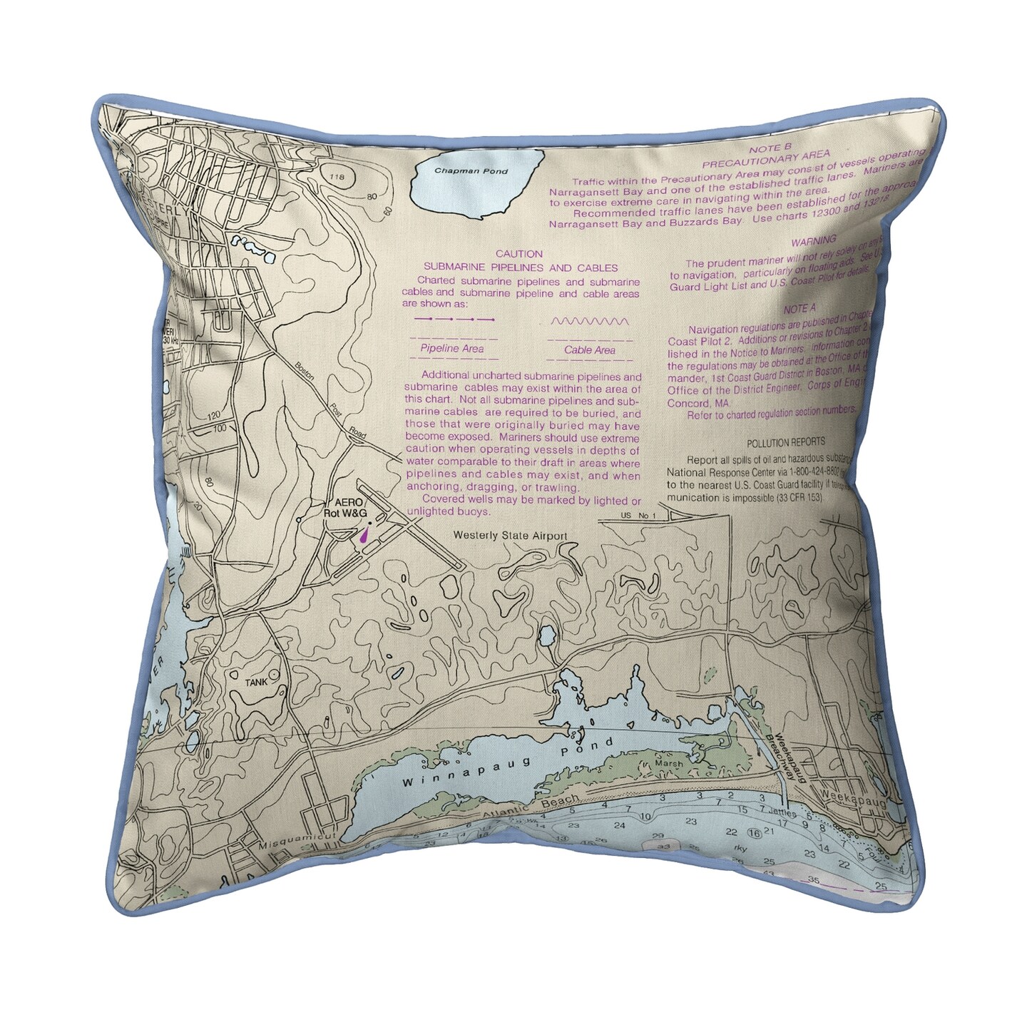 Block Island Sound Pillow 18x18 – Large Corded Indoor/Outdoor