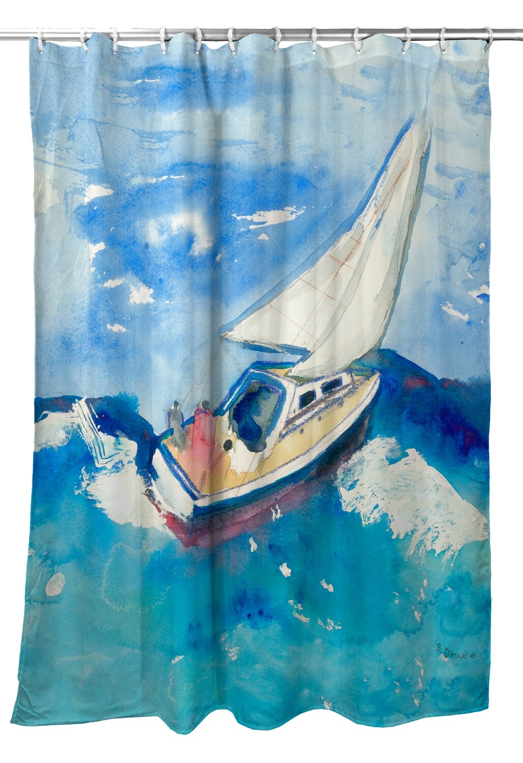 Betsy Drake Betsy&#x27;s Sailboat Shower Curtain