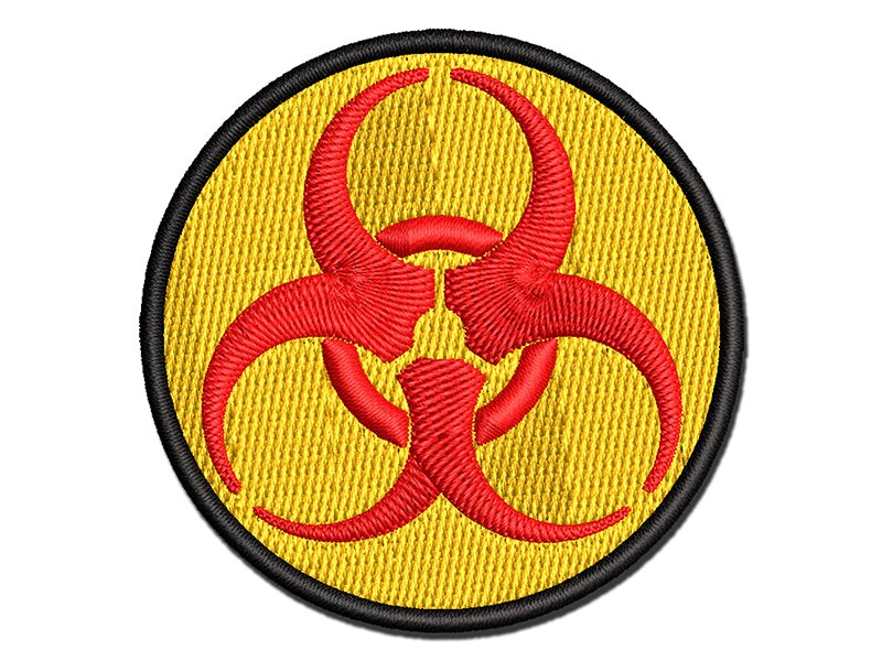 Biohazard Symbol Multi-Color Embroidered Iron-On or Hook &#x26; Loop Patch Applique
