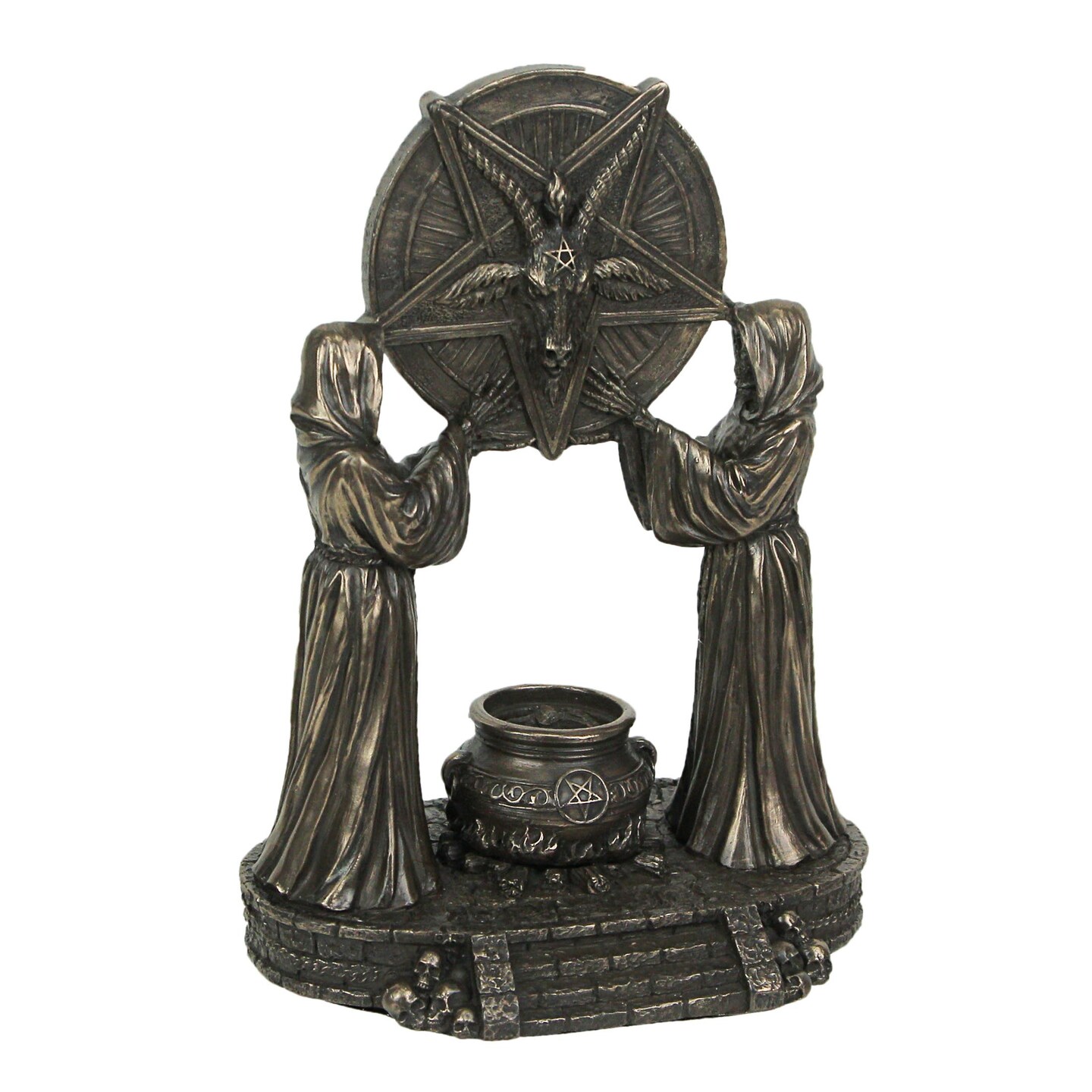 Sigil of Baphomet Ritual Altar Bronze Finish Backflow Incense Burner 7 Inch