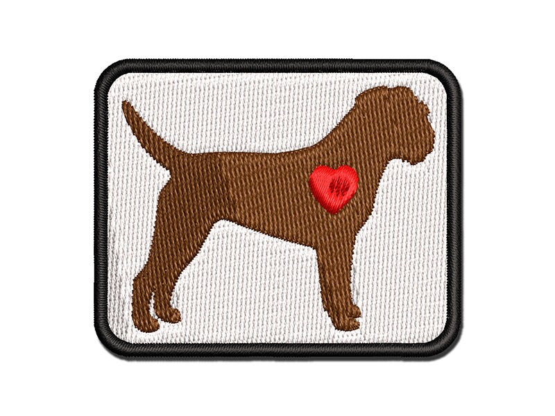 Border Terrier Dog with Heart Multi-Color Embroidered Iron-On or Hook &#x26; Loop Patch Applique