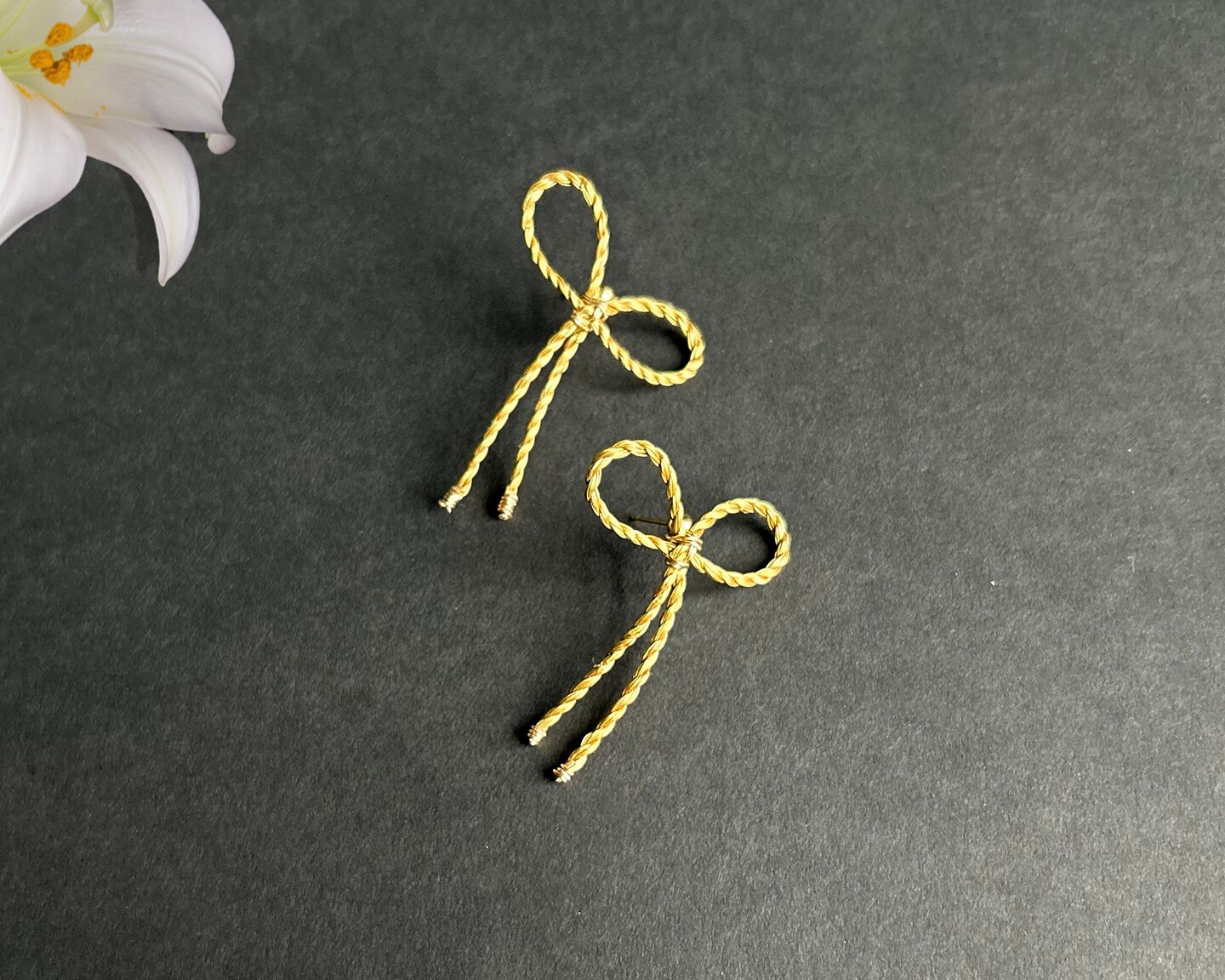 Eco-friendly golden bow earrings 307195859960610816
