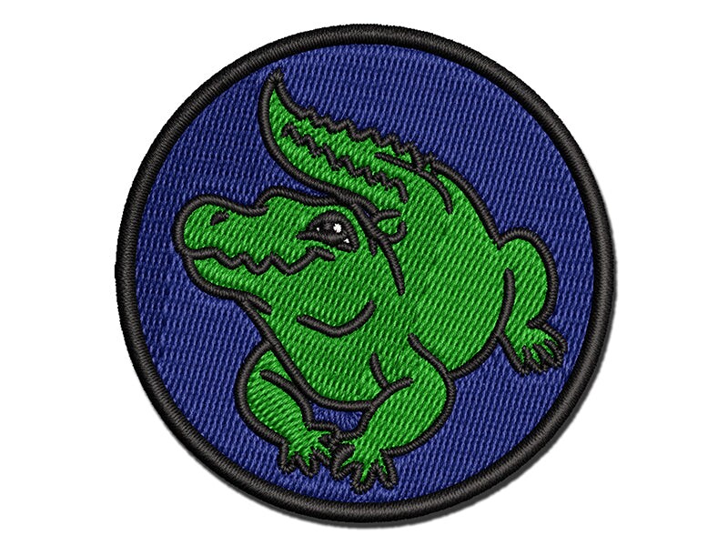 Crocodile Alligator Cute Multi-Color Embroidered Iron-On or Hook &#x26; Loop Patch Applique