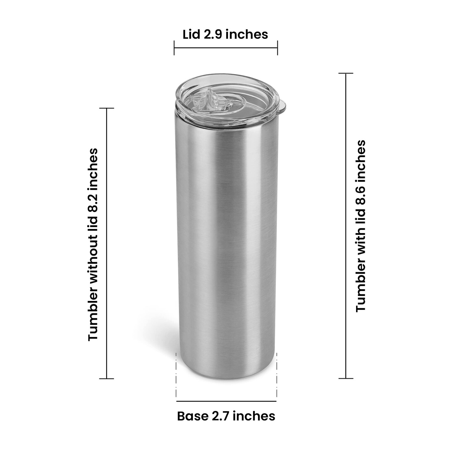 Makerflo 20 oz Skinny Stainless Steel Silver Tumbler with Lid &#x26; Straw | Craft-Ready for DIY Gifts &#x26; Personalization (Epoxy, UV DTF, Vinyl, and Laser Engraving) - Not for Sublimation