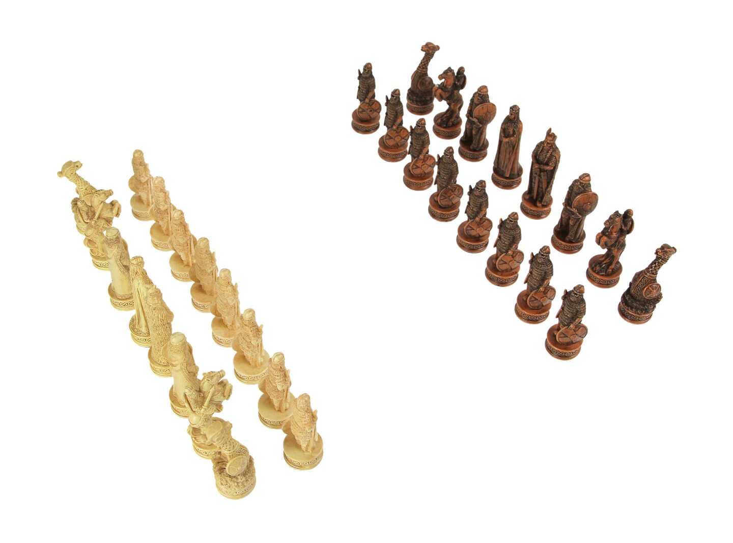 Intricately Detailed Viking Warriors Chessmen Set Chess Pieces
