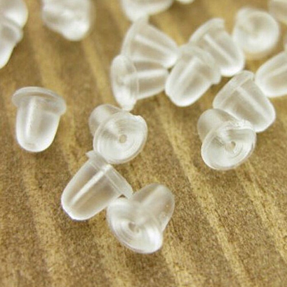 100Pcs Transparent Silicone Ear Stud Earring Backings Stopper Jewelry Accessory