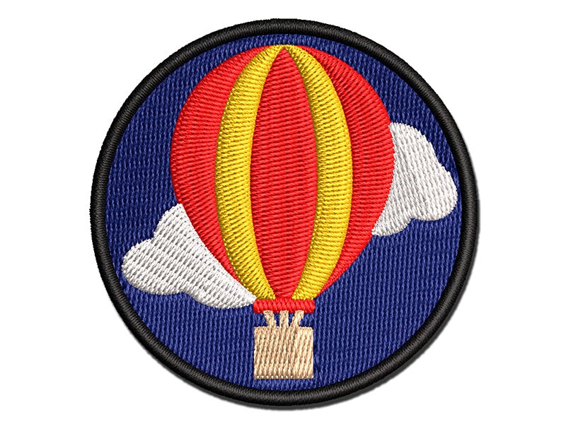 Hot Air Balloon Solid Multi-Color Embroidered Iron-On or Hook &#x26; Loop Patch Applique