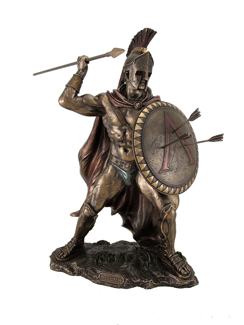 King Leonidas Greek Warrior of Sparta Bronze Finish Statue