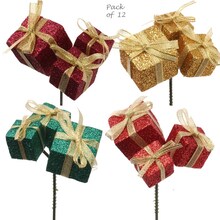 12-Pack of Glittering Christmas Gift Boxes - Festive Holiday Wrapping Supplies